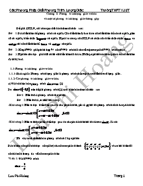 Các phương pháp giải Phương trình lượng giác